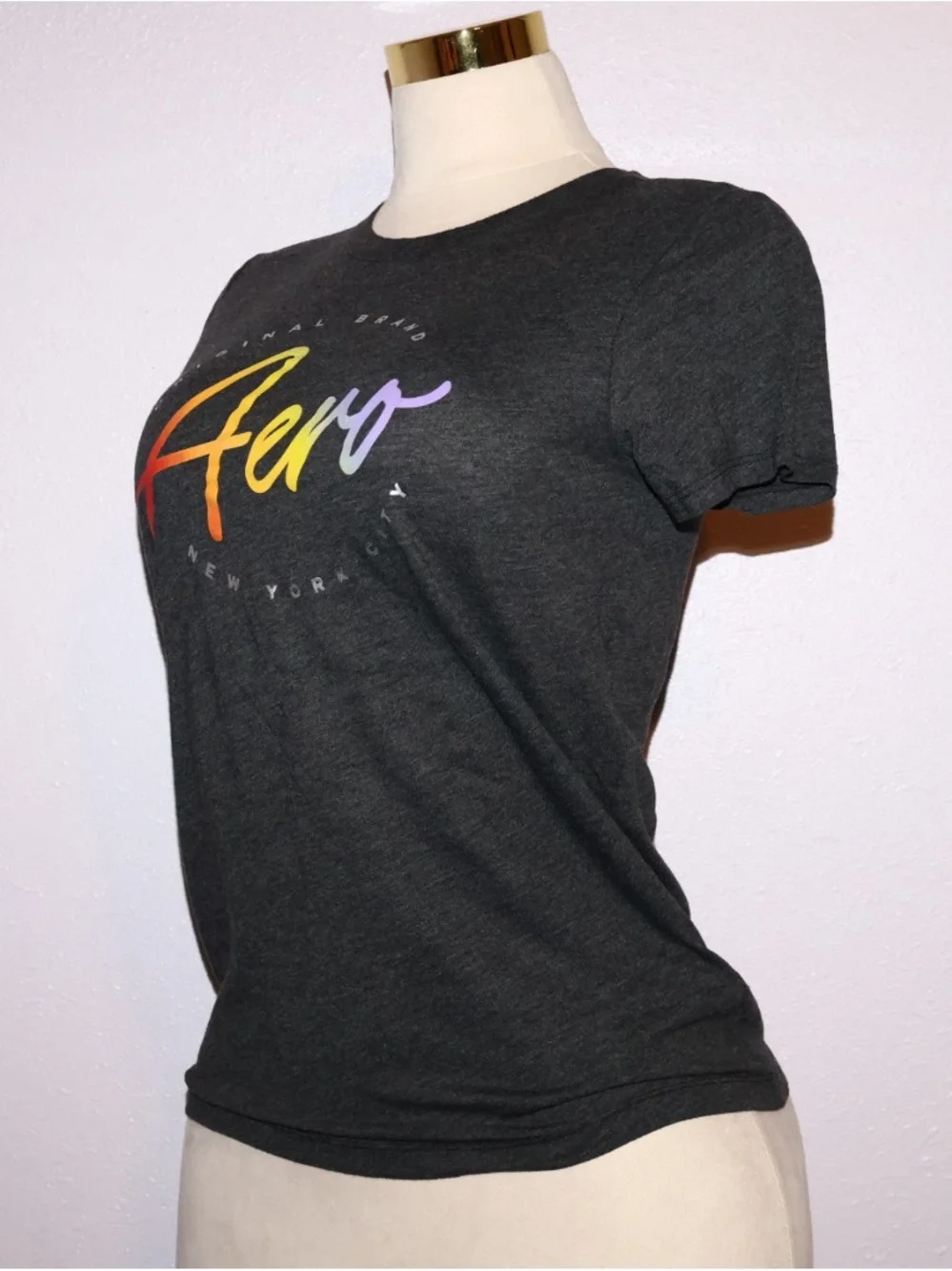 Aeropostale Charcoal Tee with Rainbow Aero Script
